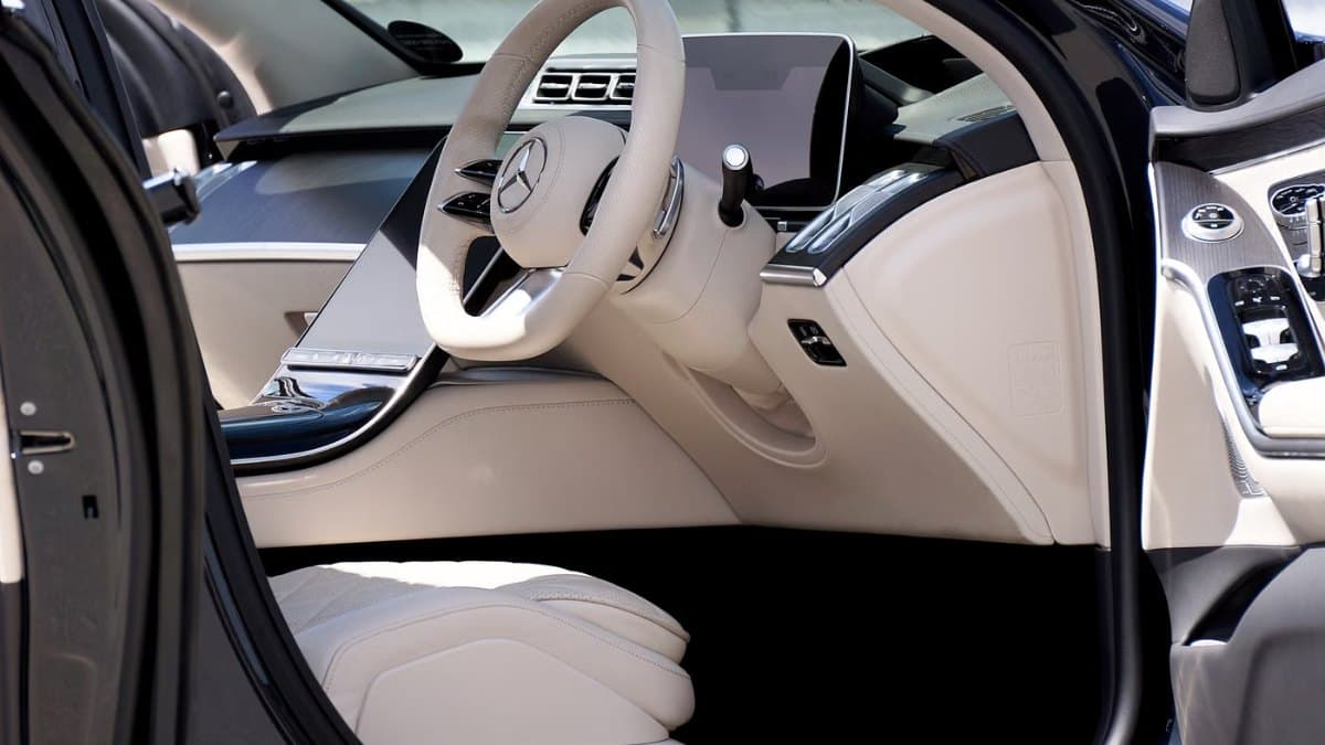 Premium car interior with modern design and leather seating