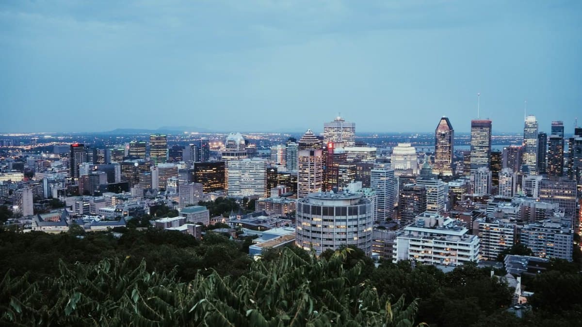 Montreal skyline at twilight viewed from Mount Royal
