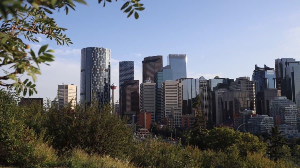 Calgary skyline with modern skyscrapers