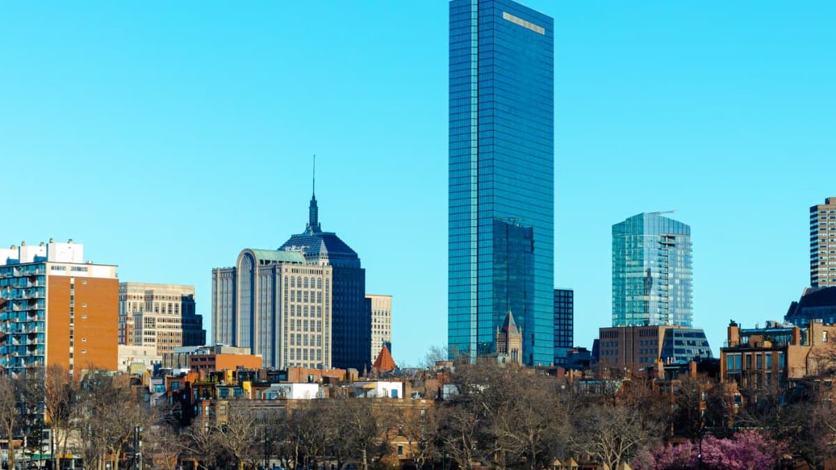 Boston skyline with the harbour in view